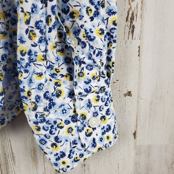 Denim and Flower Floral Button Down Shirt White Blue Size Small - Picture 5 of 6